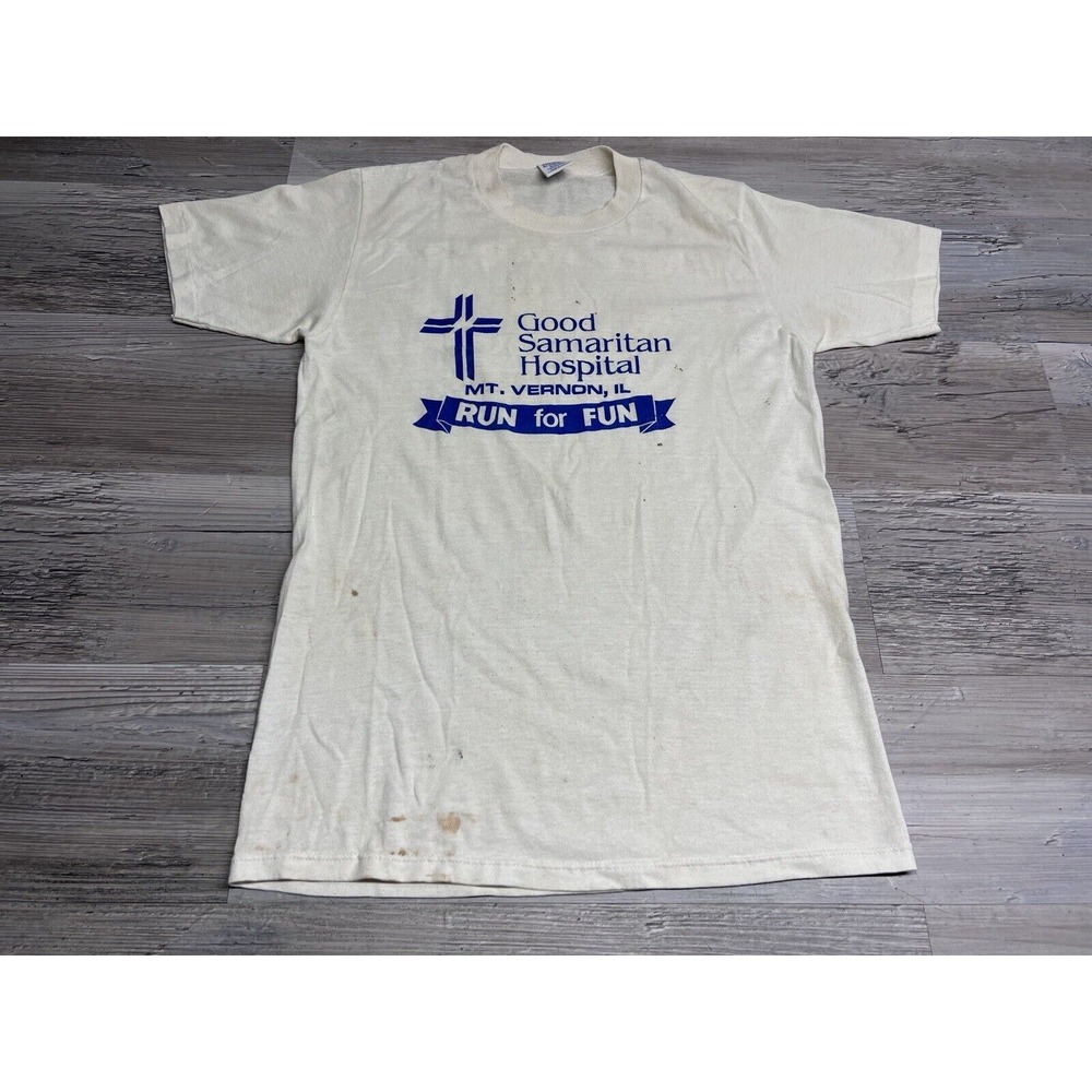 Vintage Church 5K Run T-Shirt Good Samaritan Hospital Graphic Tee Sz M USA Made